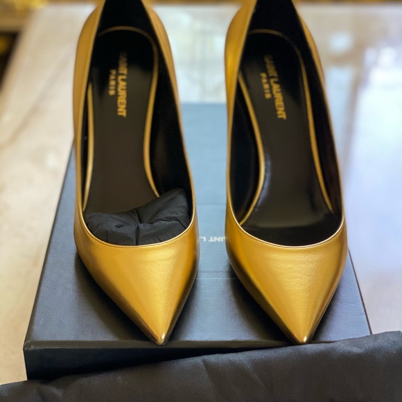 New!! Size 39.5 Saint Laurent Opyum Gold Heels! - Picture 5 of 6